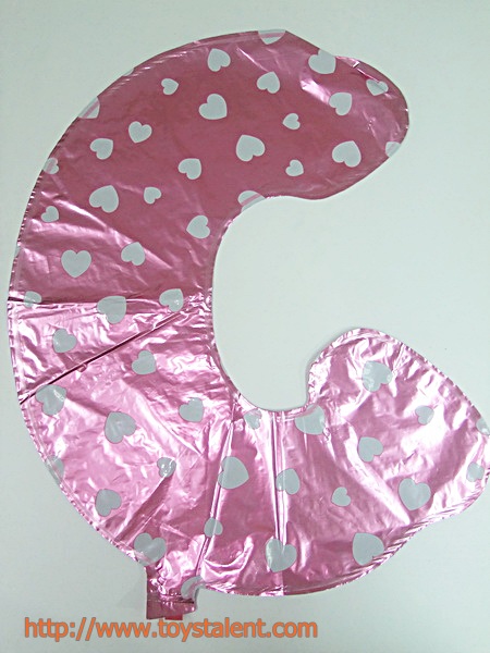 ลูกโป่งฟอยล์รูปตัวอักษร G สีชมพูพิมพ์ลายหัวใจ ไซส์เล็ก 14 นิ้ว - G Letter Shape Foil Balloon Size 14" Pink color printing Heart