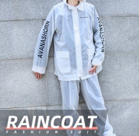 ชุดเสื้อแจ็คเก็ตฮู้ด ผ้าร่ม กันฝน กันน้ำ +หน้ากาก เนื้อดี AVA สีดำ ขาว No.สูง 155-190 cm