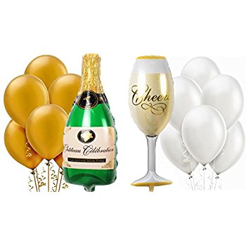ลูกโป่งฟอยล์รูปขวดแชมเปญ ไซส์ 96*50 cm. - A Bottle of Champagne Shape Foil Balloon / TL-D071