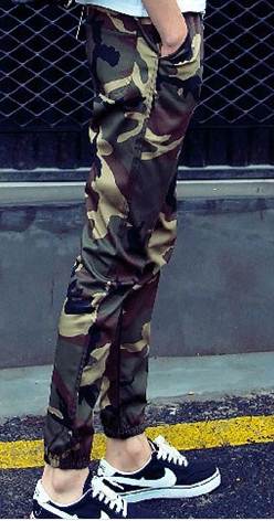 เล็ก+ กางเกงทหารขาจั๊ม ลายพราง เอวจั๊ม รูด สีเทา เขียว size 32-35