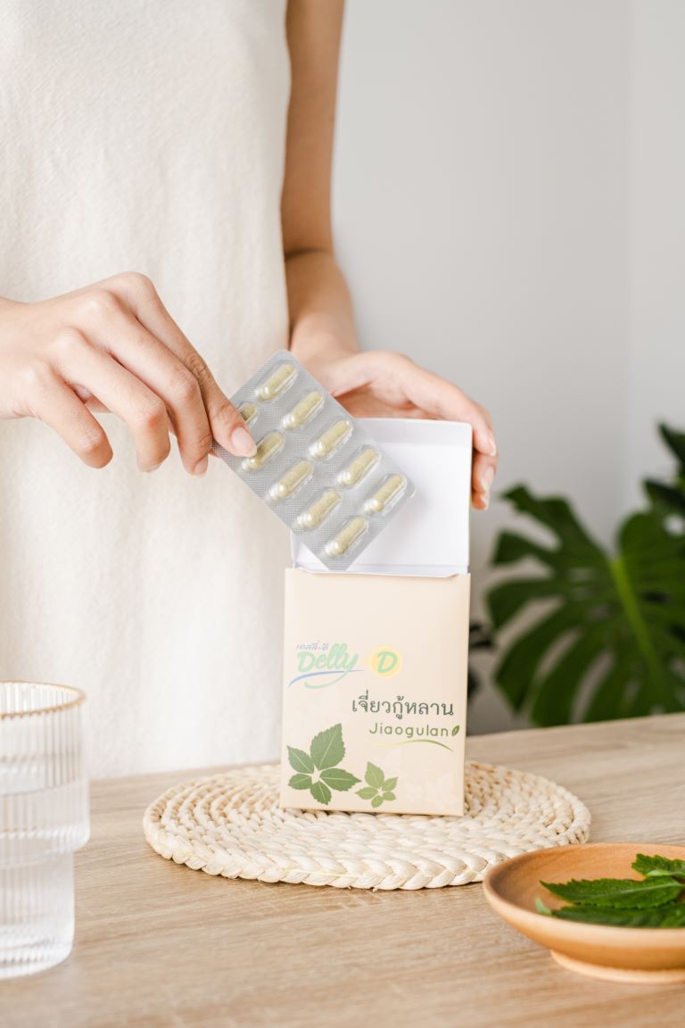 ผลิตภัณฑ์เสริมอาหาร เจียวกู่หลาน ชนิดแคปซูล บรรจุแผง