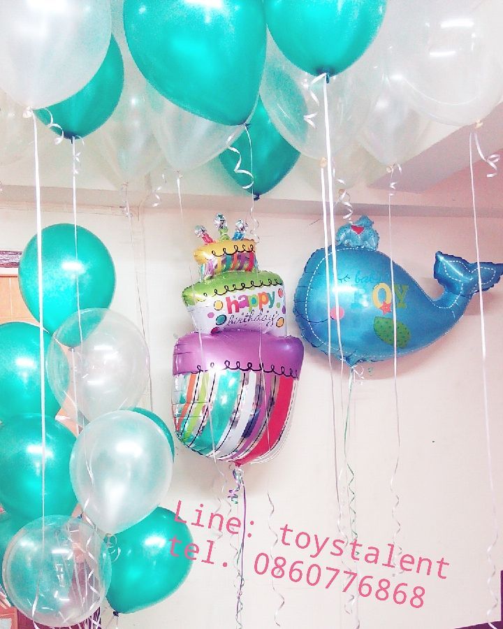 Set#66 ครบเซ็ทด้วยฟลอย์ HBD+ช่อลูกโป่งตั้งพื้นไซส์ 10 นิ้ว (10ใบ)+ลูกโป่งลอยติดเพดานไซส์ 10 นิ้ว (20 ใบ)
