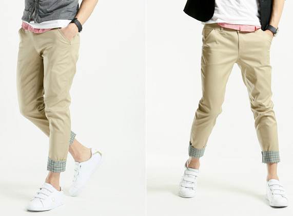 หมดแล้วหมดเลย!!กางเกง5ส่วนผู้ชายเกาหลี กางเกงสามส่วน ใส่ได้2สไตล์พับขาลายสก็อตและไม่พับขาสีปกติ เอว No.28-31 เทา น้ำตาลทอง ครีม