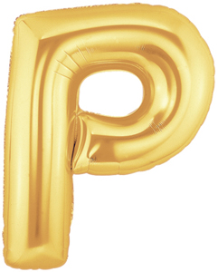 ลูกโป่งฟลอย์รูปตัวอักษร P สีทอง ไซส์เล็ก 14 นิ้ว - P Letter Shape Foil Balloon Size 14" Gold Color