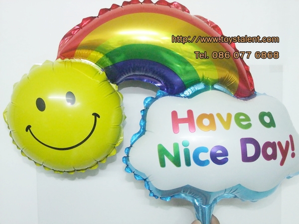 บอลลูนเป่าลม Have A Nice Day หน้ายิ้มกับสายรุ้ง (เล็ก) 18 นิ้ว - Foil Balloon Have A Nice Day Smiley with Rainbow Small 18" / Item No.TL-D044