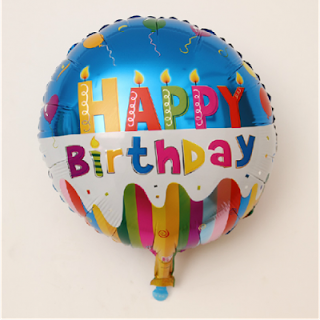 ลูกโป่งฟลอย์ Happy Birthday สีฟ้า - Happy Birthday Blue candle design / Item No. TL-D009