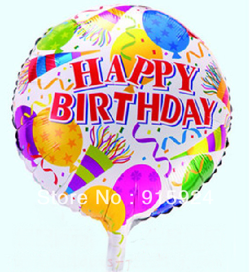 ลูกโป่งฟลอย์ Happy Birthday ทรงกลมพื้นขาว ลายปาร์ตี้ลูกโป่ง - Happy Birthday Round Balloon Celebrations / Item No. TL-D020