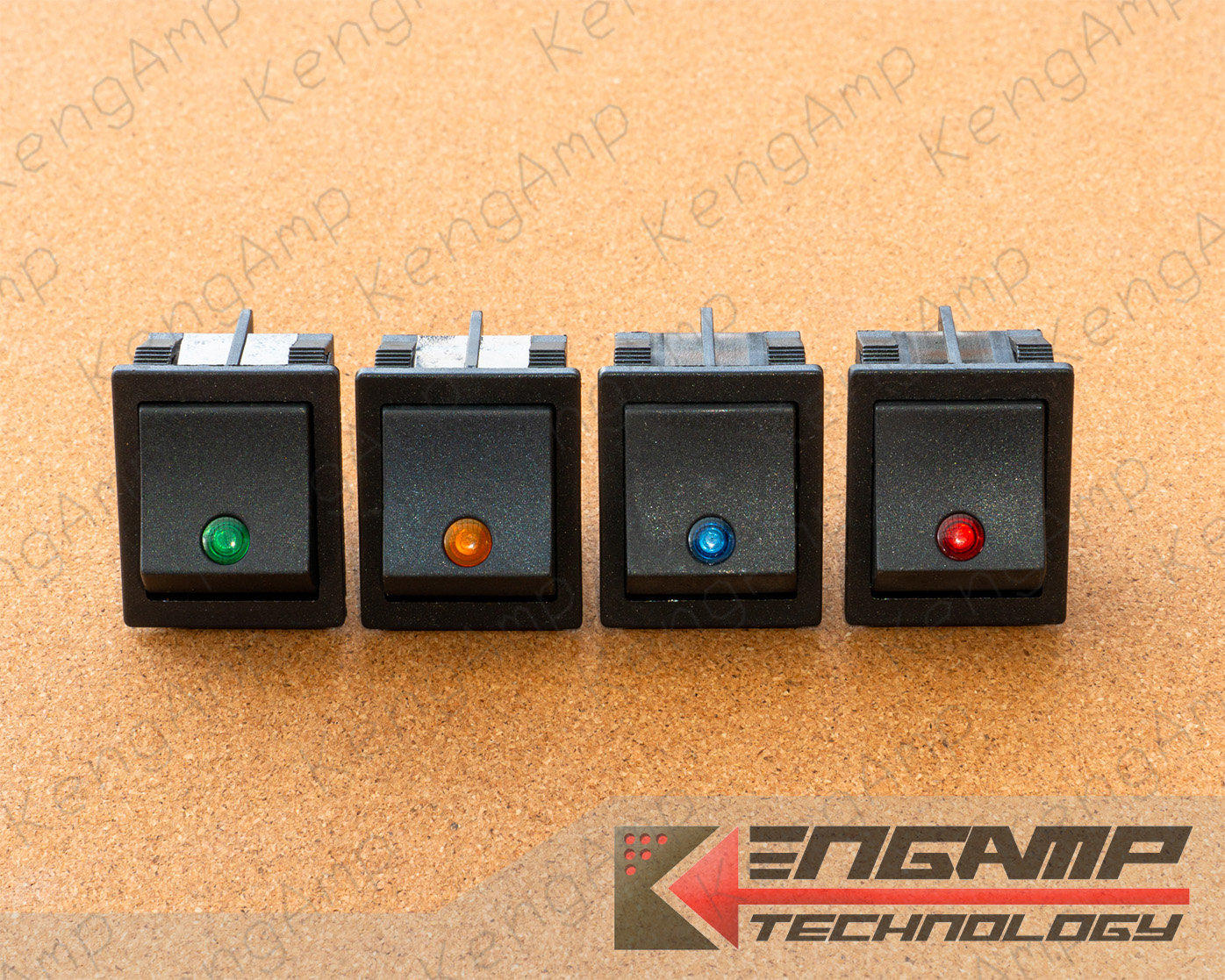 (มีตัวเลือก) KCD4 ไฟจุด มี4สี มีไฟ สวิตซ์กระดก 16A/250V 4ขา ขนาด 25x31mm