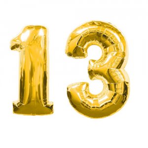 ลูกโป่งฟอยล์ รูปตัวเลข 5 สีทอง ไซส์จัมโบ้ 40 นิ้ว - Number 5 Shape Foil Balloon Size 40" Gold Color
