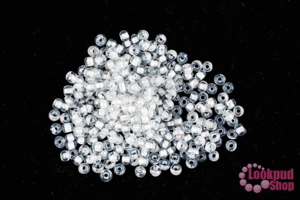 ลูกปัดจีน กลม สีขาวสอดไส้ 4มิล #L (1ถุง/450กรัม)