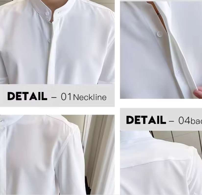 ใหญ่พิเศษ!!เสื้อคอจีนแขนสั้น แฟชั่น ซ่อนสาบ สีดำ เขียว ขาว No.37 39 41 43 45 47 49