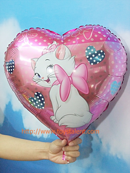 ลูกโป่งฟลอย์ทรงหัวใจ พิมพ์ลายการ์ตูน แมว Marie - Heart Shape Marie Cat Cartoon Foil Balloon / Item No. TL-B028