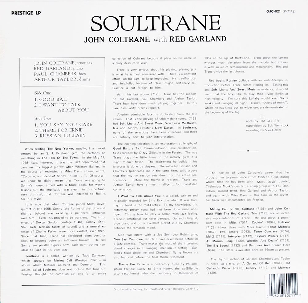 John Coltrane - Soultrane 1lp NEW