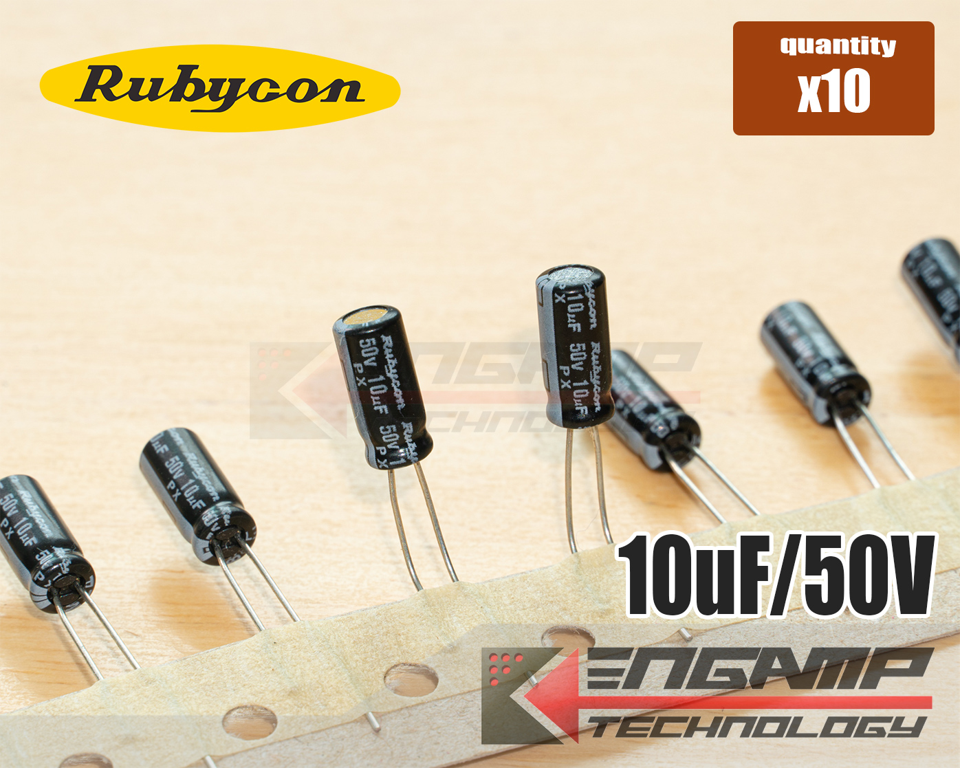 (10ตัว) [E-CAP] 10uF/50V 105ºC Rubycon PX ø5xH11.5mm P=2.5mm