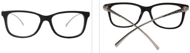 กรอบแว่นสายตาแฟชั่น แบบสลิมทรงสวย ลายนาค สีเงิน สไตล์ สีดำด้าน