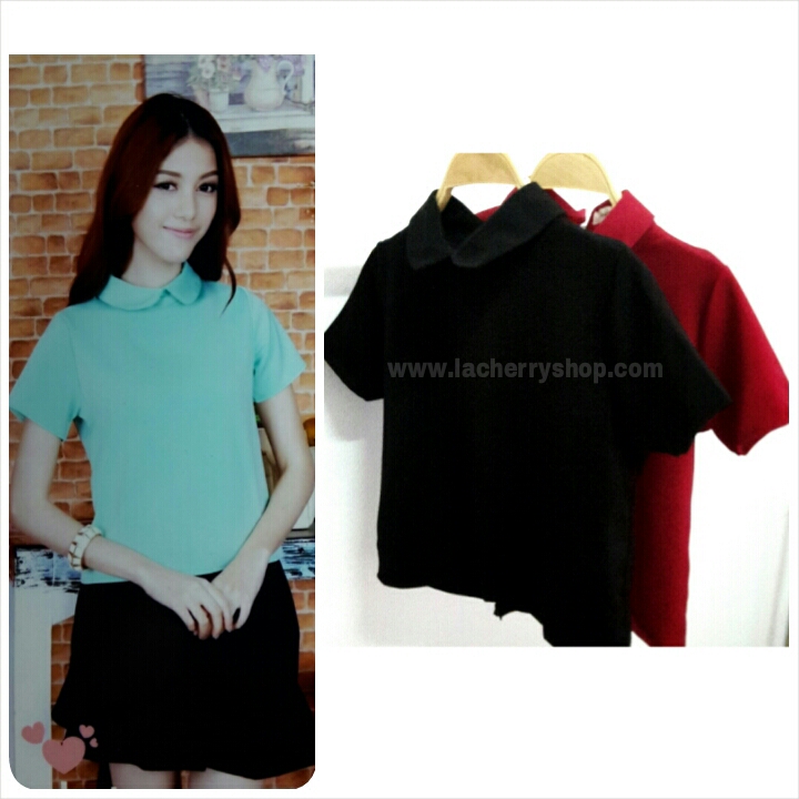 เสื้อแฟชั่น เสื้อทำงาน ผ้าฮานาโกะ สีแดง คอปกเก๋ๆ สินค้าคุณภาพ ราคาไม่แพง