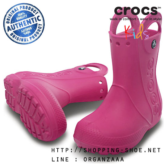 Crocs Kids Handle It Rain Boot - Fuchsia ของแท้ Outlet ไทยและอเมริกา