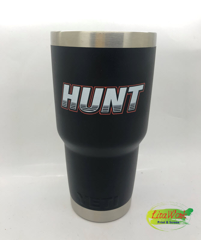 สกรีนแก้วเยติ สีดำ HUNT