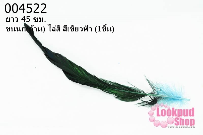 ขนนก(ก้าน) ไล่สี สีเขียวฟ้า ยาว 45 ซม. (1ชิ้น)