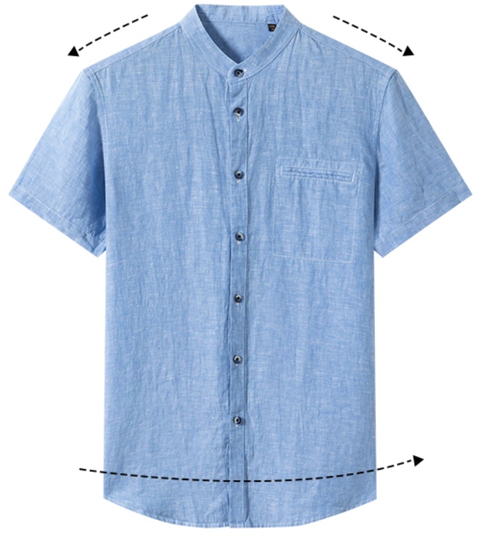 เสื้อเชิ้ตแขนสั้น คอจีน ผ้าลินินแท้ สีล้วน ฟ้าอ่อน น้ำตาล ขาว ครีม เขียว ชมพู No.36 38 39 40 41 42