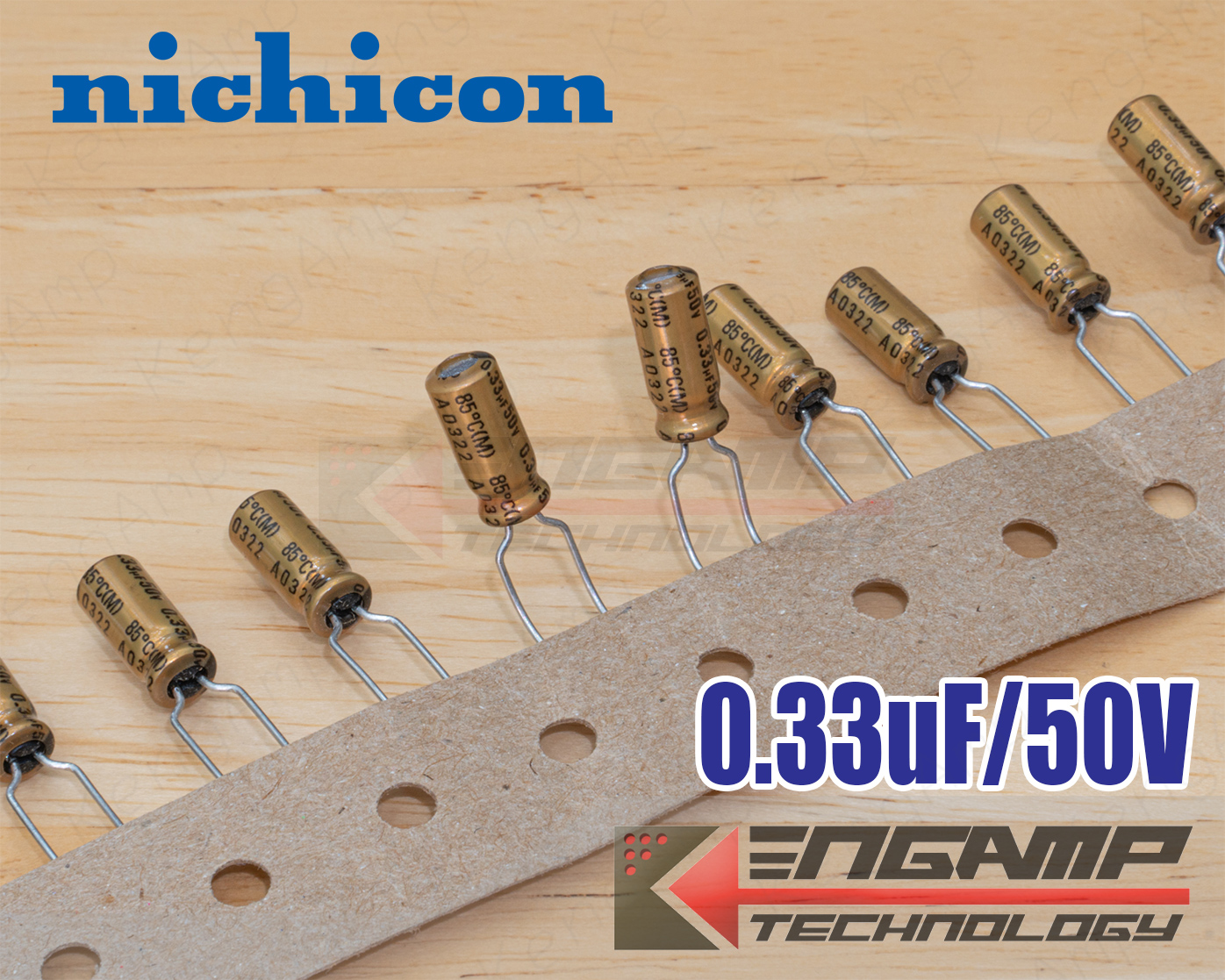 (10ตัว) [E-CAP] 0.33uF/50V 85 C Nichicon fine gold 5x12mm P=5mm
