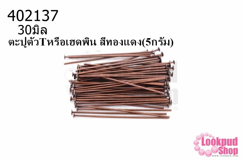 ตะปูตัวTหรือเฮดพิน สีทองแดง (A) #30มิล (5กรัม)