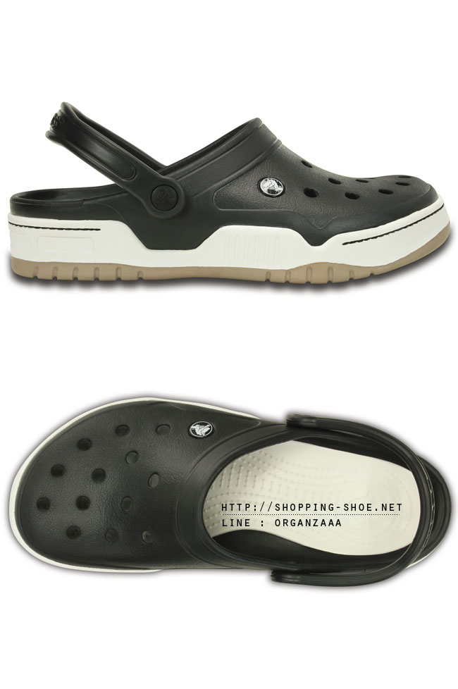 Crocs Front Court Clog - Black / White / Mushroom ของแท้ Outlet ไทยและอเมริกา