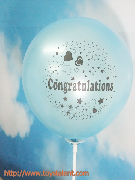 ลูกโป่งกลมพิมพ์ลาย Congratulations ไซส์ 12 นิ้ว แพ็คละ 10 ใบ คละสี (Round Balloons 12"-Printing Congratulations latex balloons Mixed color)