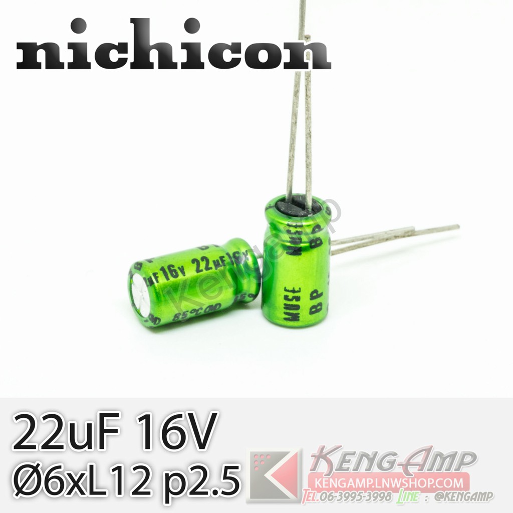 (1ตัว) [E-CAP] 22uF/16V B.P Nichicon MUSE 6x12mm P= 2.5mm