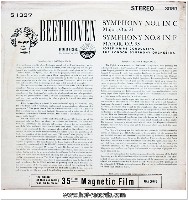 Beethoven - Symphony No.1 In C Major Op.21 , Symphony No.8 In F Major Op.93 1Lp VG++