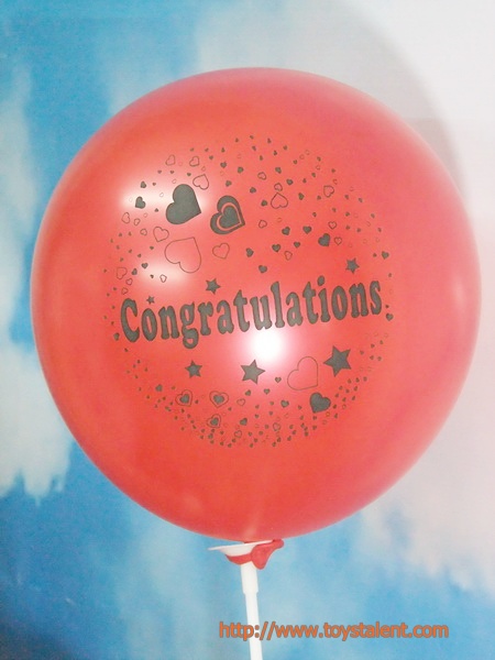 ลูกโป่งกลมพิมพ์ลาย Congratulations ไซส์ 12 นิ้ว แพ็คละ 10 ใบ สีแดง (Round Balloons 12"-Printing Congratulations latex balloons Red color)
