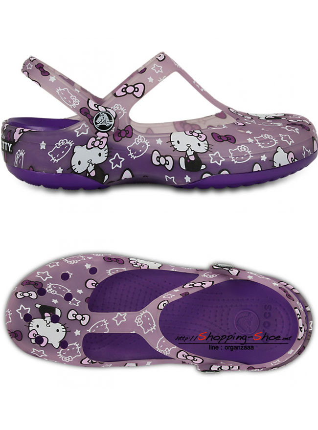 Crocs Carlie Hello Kitty Mary Jane - Iris / Neon Purple ของแท้ Outlet ไทยและอเมริกา