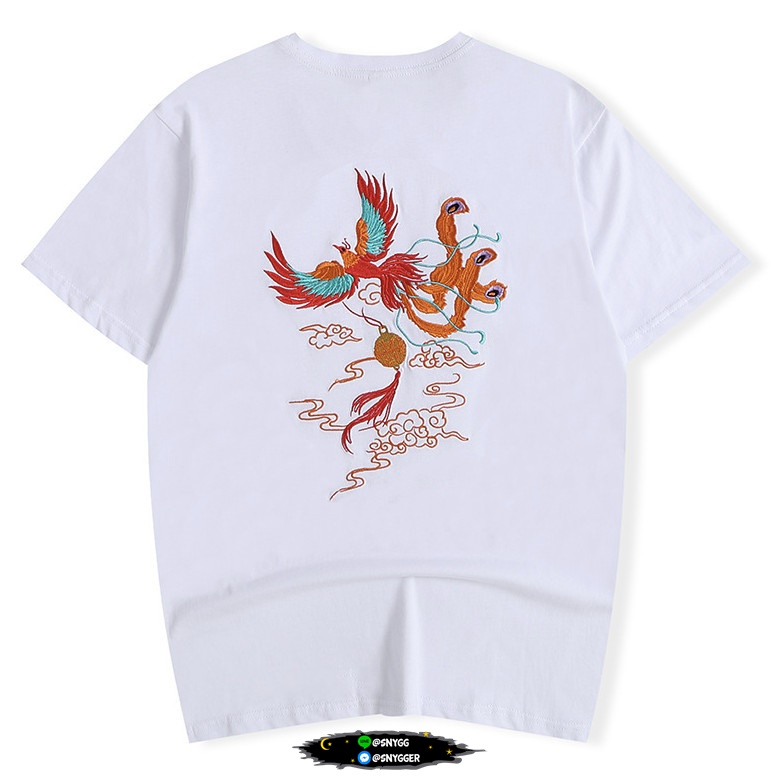 เสื้อยืดปักลายฟีนิกซ์ ลายใหม่สวยมาก สีขาว