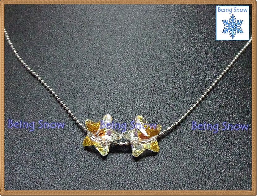 สร้อยคอคริสตัลดาวคู่ สีขาวรุ้ง