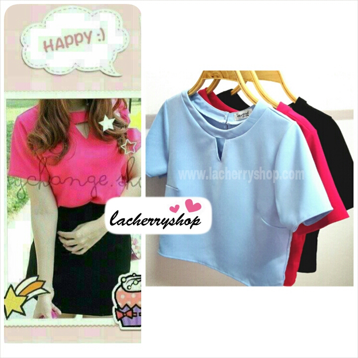 เสื้อแฟชั่น เสื้อทำงาน ผ้าฮานาโกะ สีฟ้า แบบสวย สินค้าคุณภาพ ราคาไม่แพง