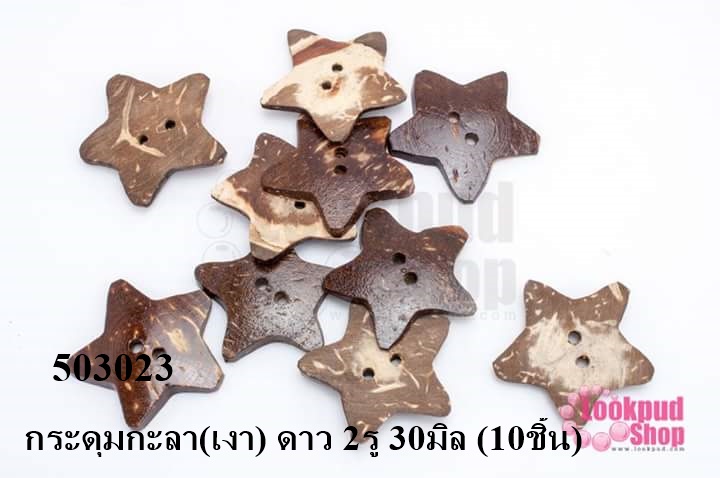 กระดุมกะลา(เงา) ดาว 2รู 30มิล (10ชิ้น)
