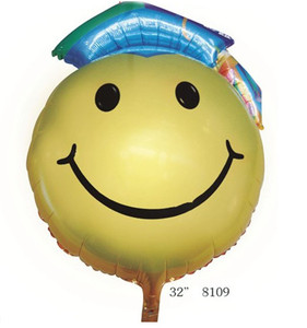 ลูกโป่งฟลอย์รูปหน้ายิ้มสวมหมวกรับปริญญา ขนาดจัมโบ้ 32 นิ้ว - Smiley 32" Shape Balloon Congratulation / Item No. TL-F003