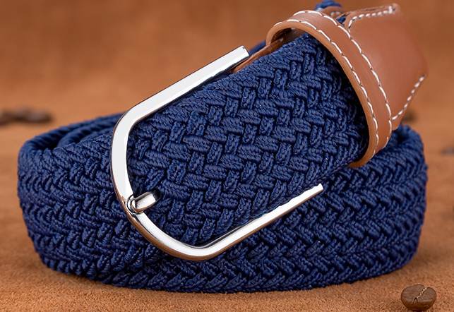 สีใหม่!!เข็มขัดยืด เข็มขัดหมุด แฟชั่น ถักสีสัน ( สีกากี ครึม ดำ แดง น้ำเงิน กรมท่า เทา สามสี )