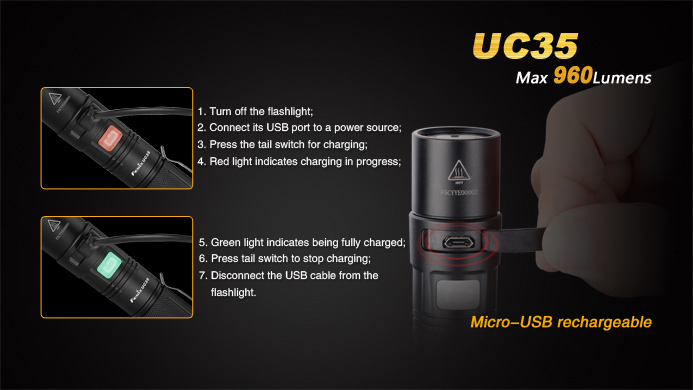 ไฟฉาย Fenix UC35 แถมแบต