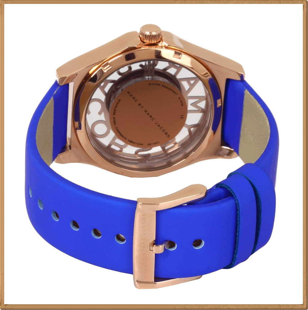 Marc Jacobs Henry Skeleton Blue Leather Ladies Watch