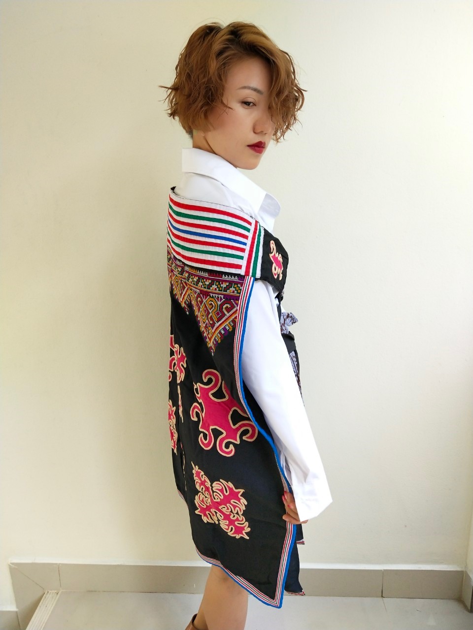 ผ้าคลุมไหล่เจ้าสาว โทนสีแดงน้ำตาล ผืนใหม่