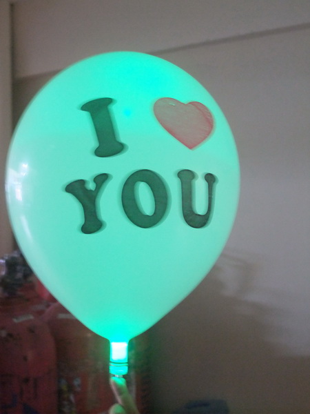 ลูกโป่งสีขาว พิมพ์ลาย I Love You แพ็ค 5 ชิ้น ไฟกระพริบ (I Love You latex Balloon - LED RGB Mode)