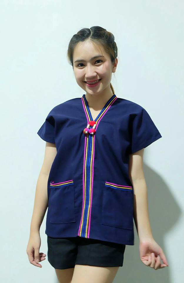 เสื้อนากา เสื้อผ้าพื้นเมือง เสื้อผ้าฝ้ายล้านนา แบบสวยน่ารัก แต่งปอม ลายผ้าพื้นเมืองสวยๆ