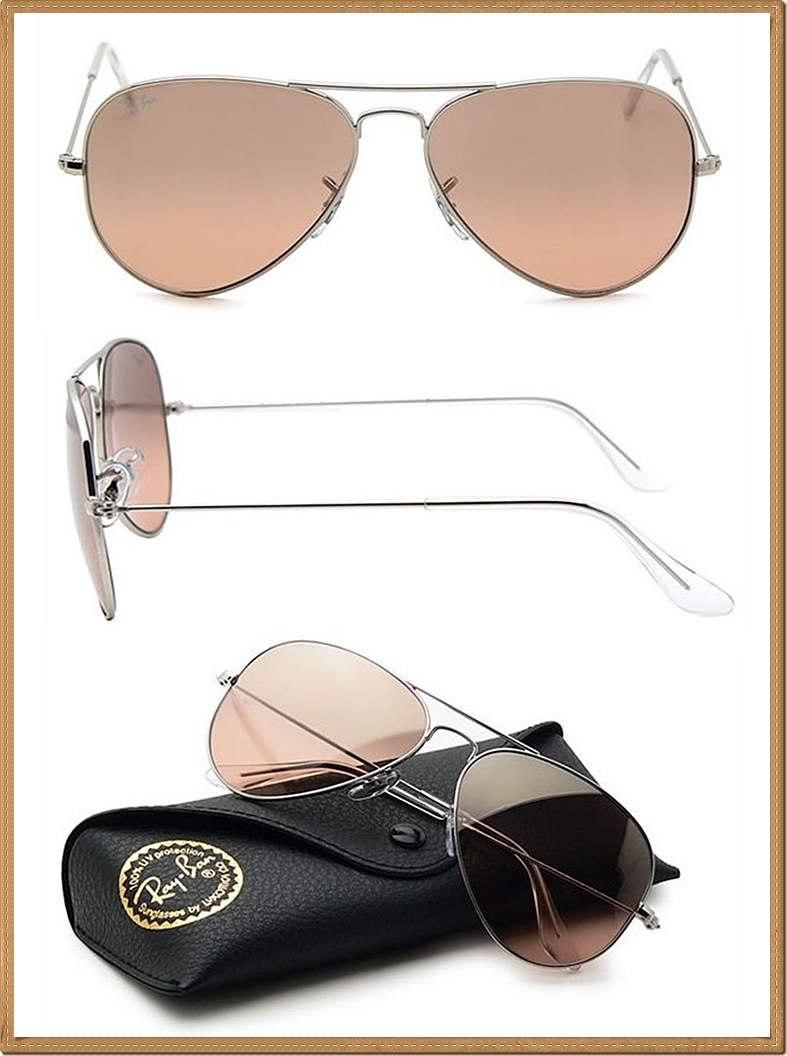 RB3025 (003/3E) กรอบสีเงิน เลนส์ไล่สีชมพูพิ้งค์โกลด์