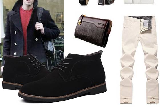 รองเท้าหนังกลับหุ้มข้อชาย ทรงอังกฤษ วินเทจ คลาสสิค สี ดำ No.39