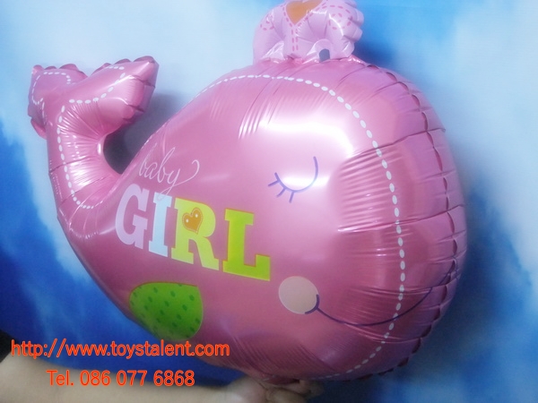 ลูกโป่งฟลอย์ทรงปลาวาฬ Baby Girl - Baby Girl Whale Shape Foil Balloon / Item No. TL-C031