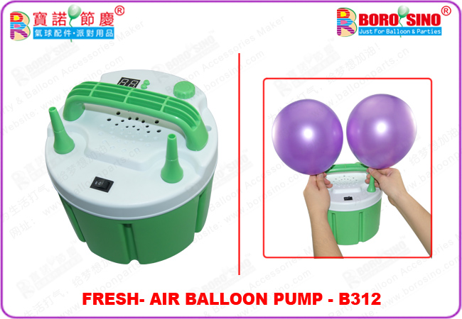 ที่สูบลูกโป่งแบบใช้ไฟฟ้า แบบ 2 หัวปั๊มลม B-312 มีระบบคูลลิ่ง ไม่ต้องรอพักให้เครื่องเย็น