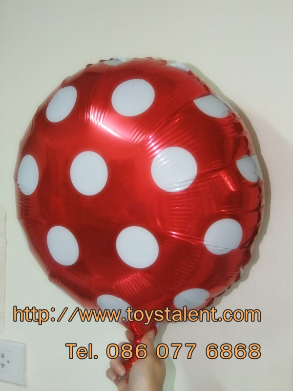 ลูกโป่งฟลอย์ทรงกลม Polk Dot สีแดง ไซส์ 18 นิ้ว - Round Shape Balloon Polka Dot Red Color 18" / Item No. TL-G033