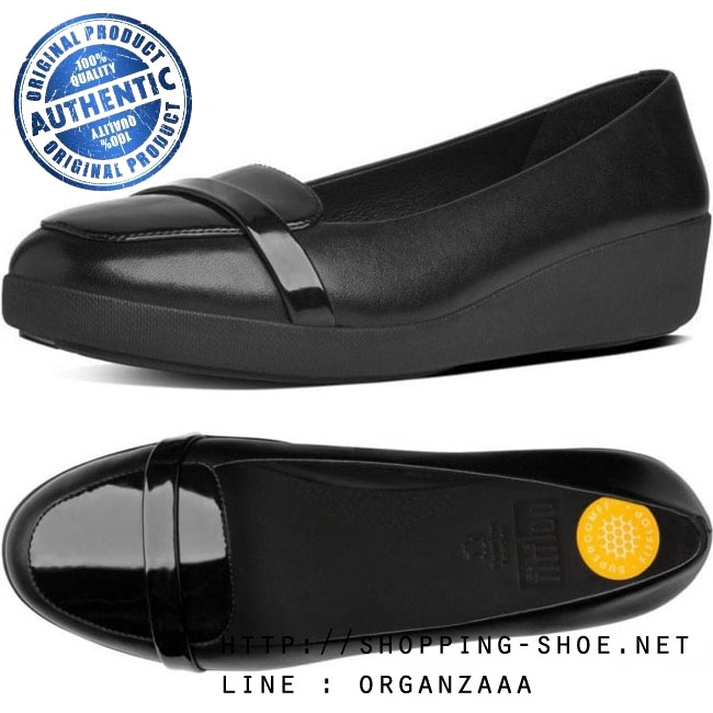 Fitflop F-Pop Loafer Black Leather and Patent Mix ของแท้ นำเข้าจาก USA และ UK