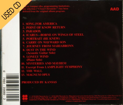 USED CD Kansas - Two for the show